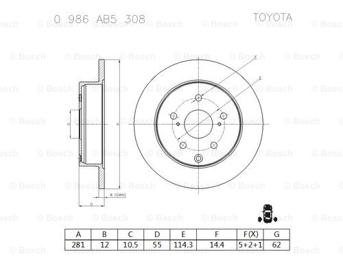 BOSCH 0 986 AB5 308 Brake Disc