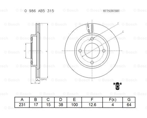 BOSCH 0 986 AB5 315 Brake Disc