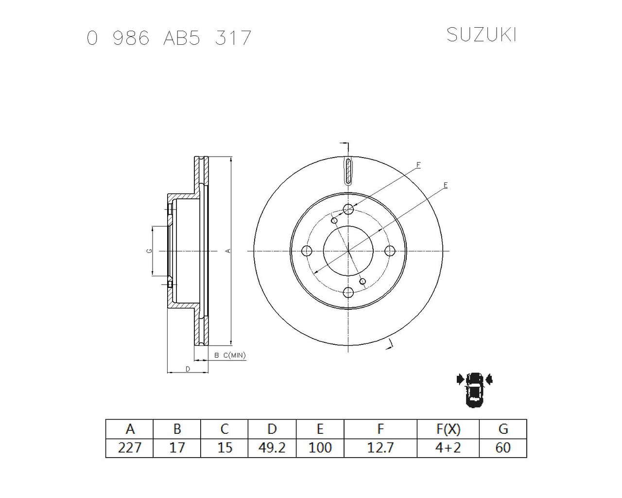 BOSCH 0 986 AB5 317 Brake Disc