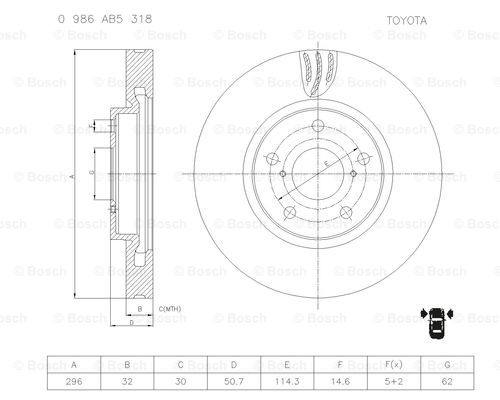 BOSCH 0 986 AB5 318 Brake Disc