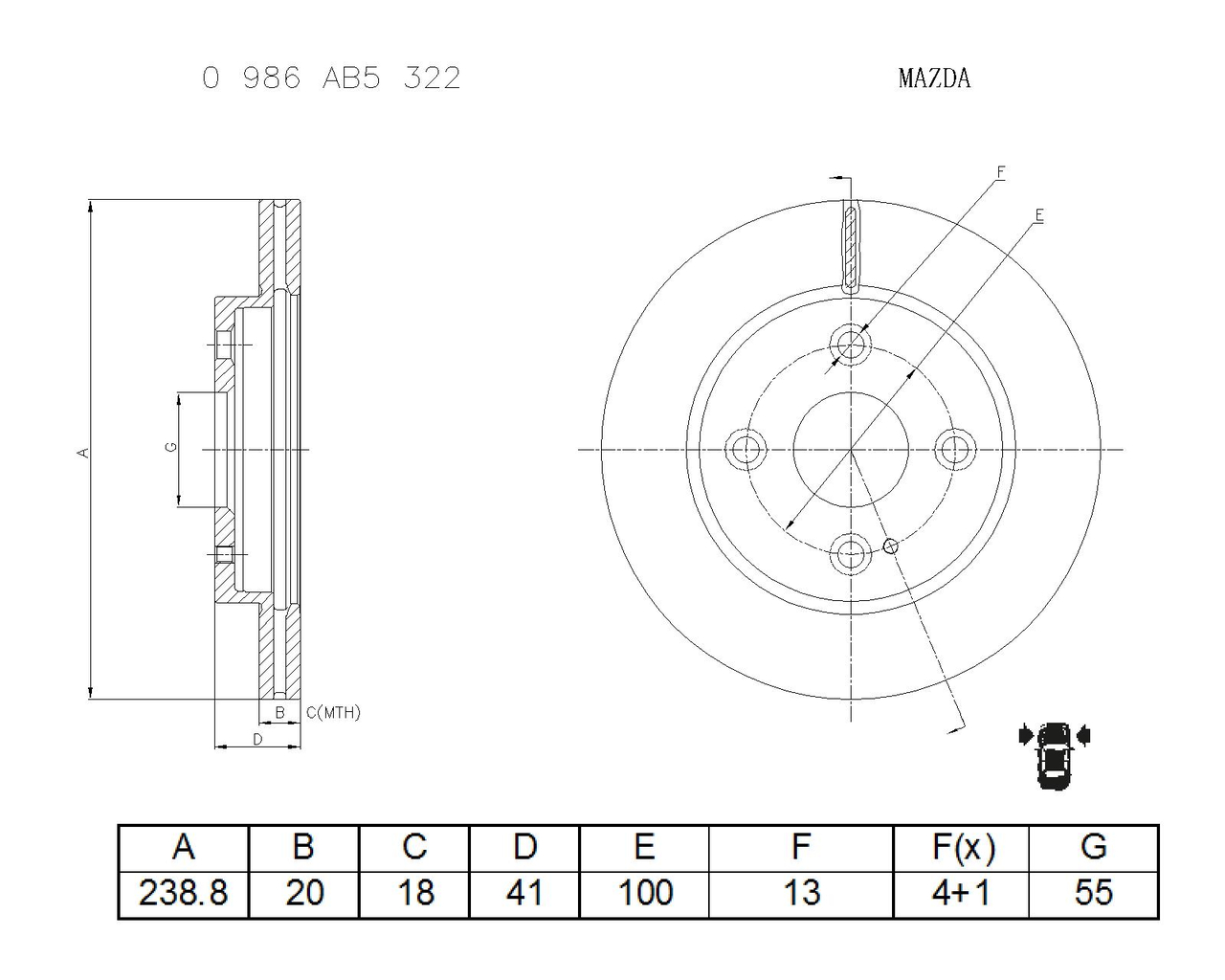 BOSCH 0 986 AB5 322 Brake Disc