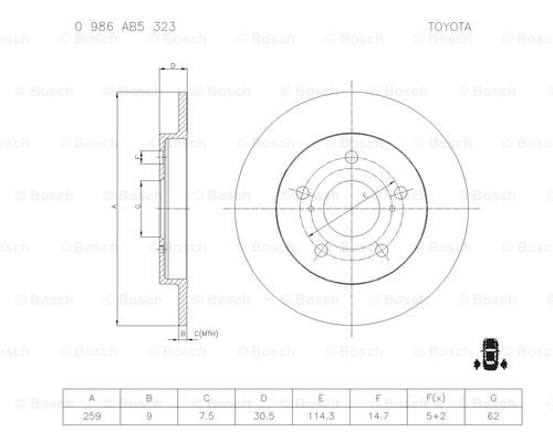 BOSCH 0 986 AB5 323 Brake Disc