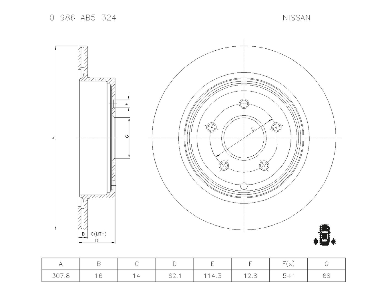 BOSCH 0 986 AB5 324 Brake Disc