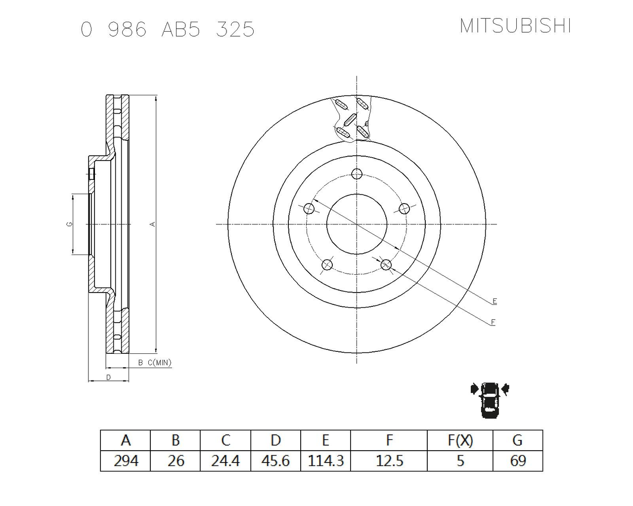 BOSCH 0 986 AB5 325 Brake Disc