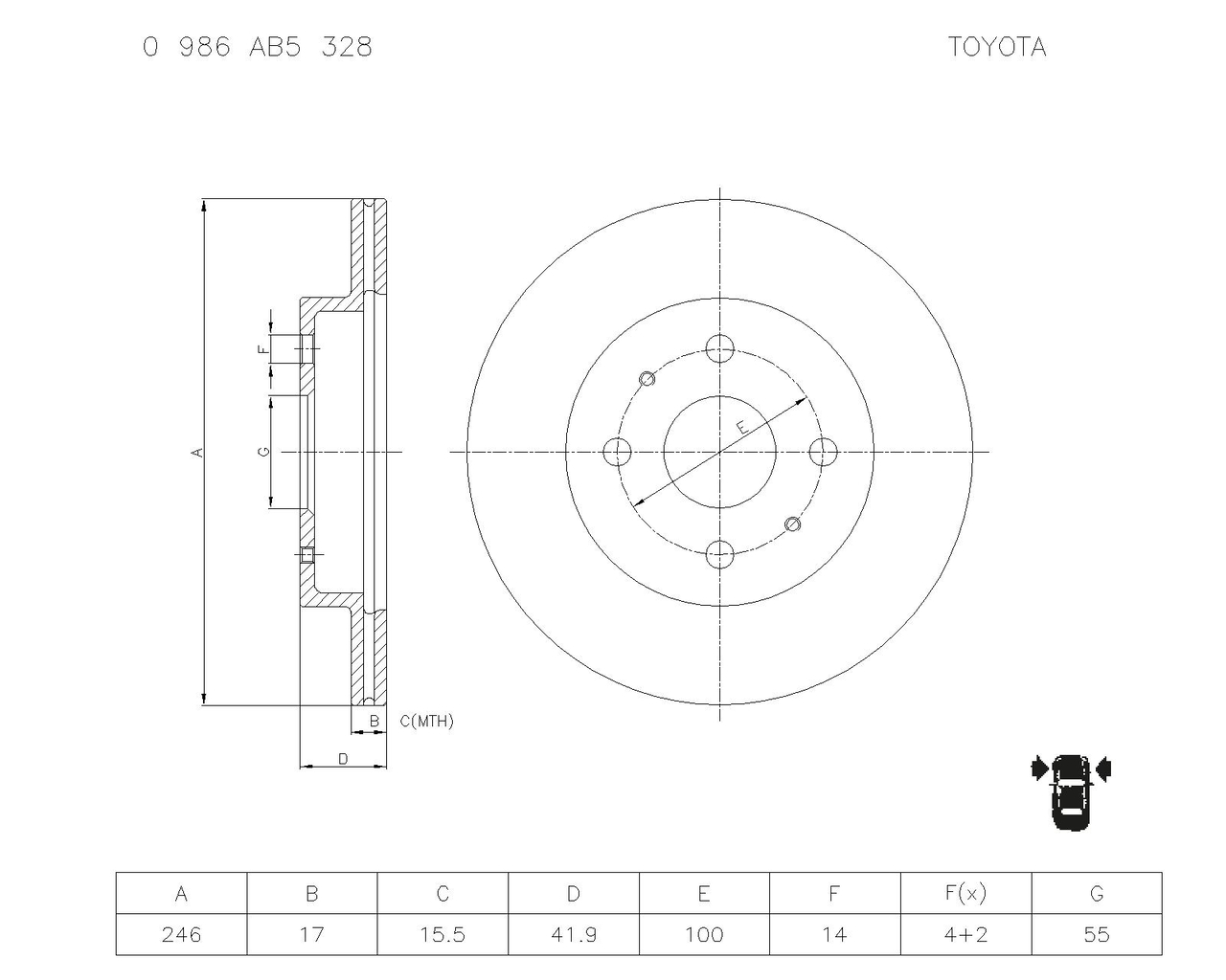 BOSCH 0 986 AB5 328 Brake Disc