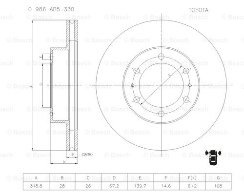 BOSCH 0 986 AB5 330 Brake Disc