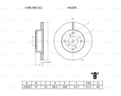 BOSCH 0 986 AB5 332 Brake Disc