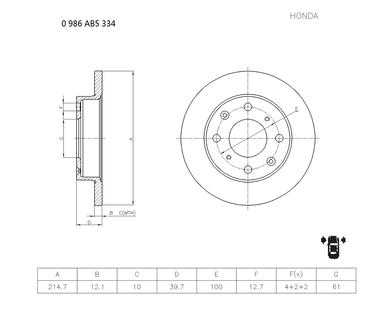 BOSCH 0 986 AB5 334 Brake Disc