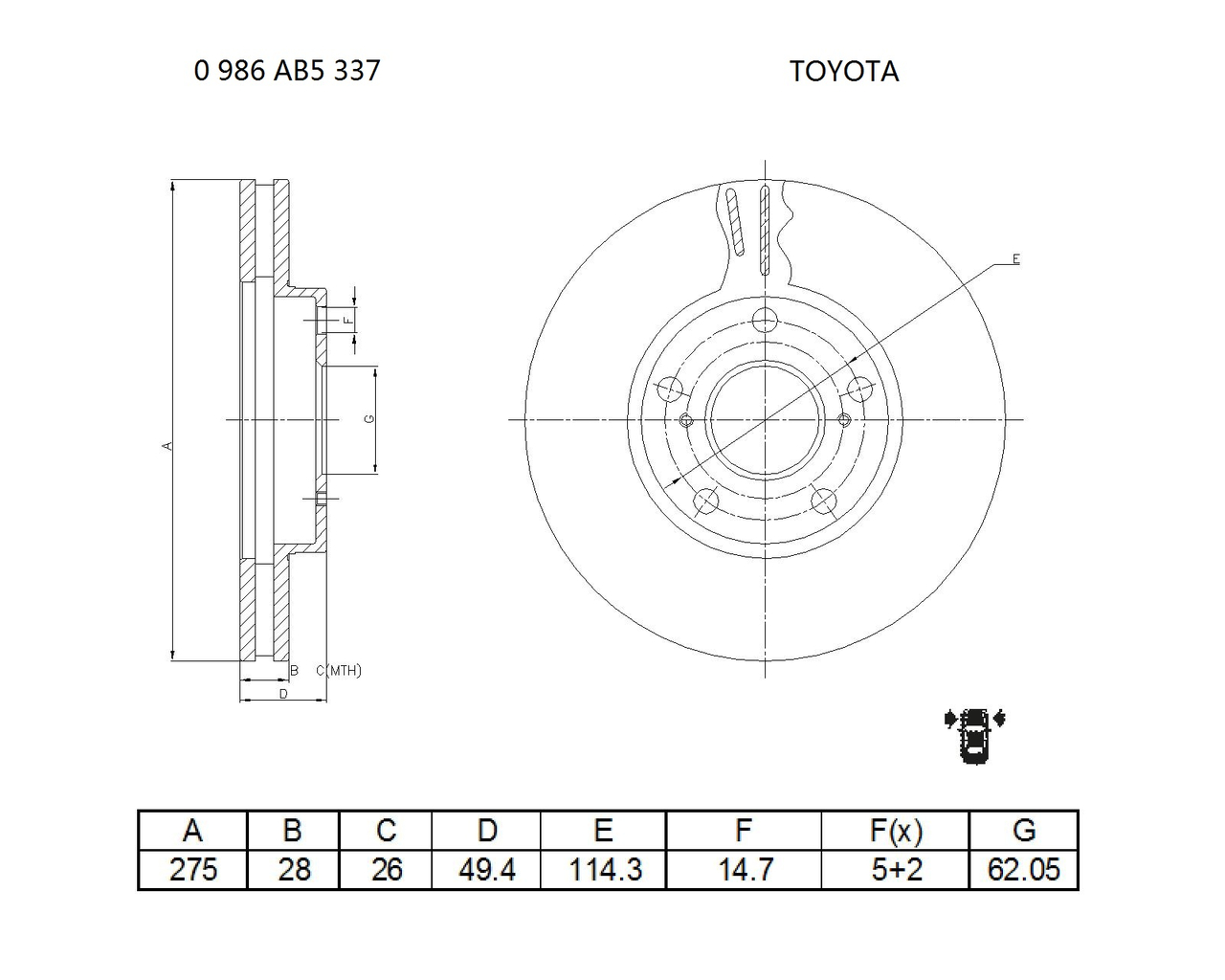 BOSCH 0 986 AB5 337 Brake Disc