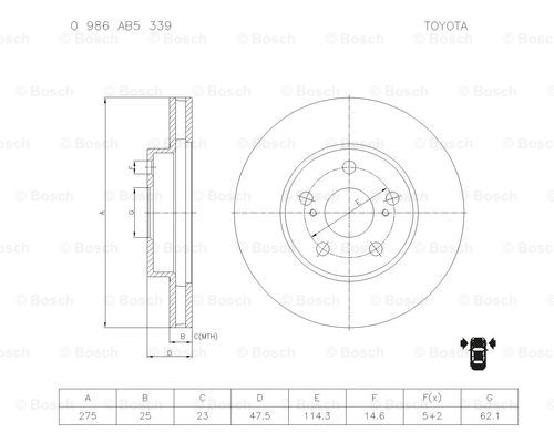 BOSCH 0 986 AB5 339 Brake Disc