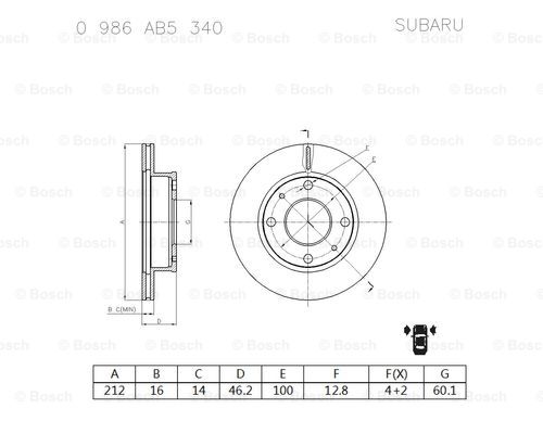 BOSCH 0 986 AB5 340 Brake Disc