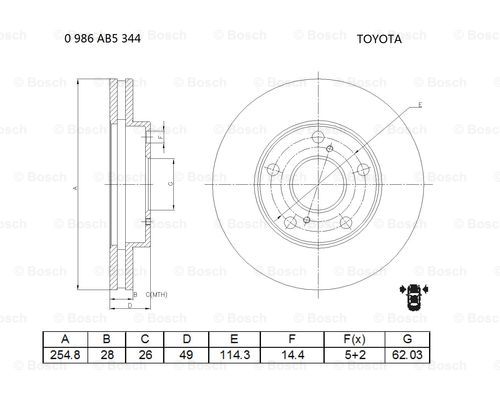 BOSCH 0 986 AB5 344 Brake Disc