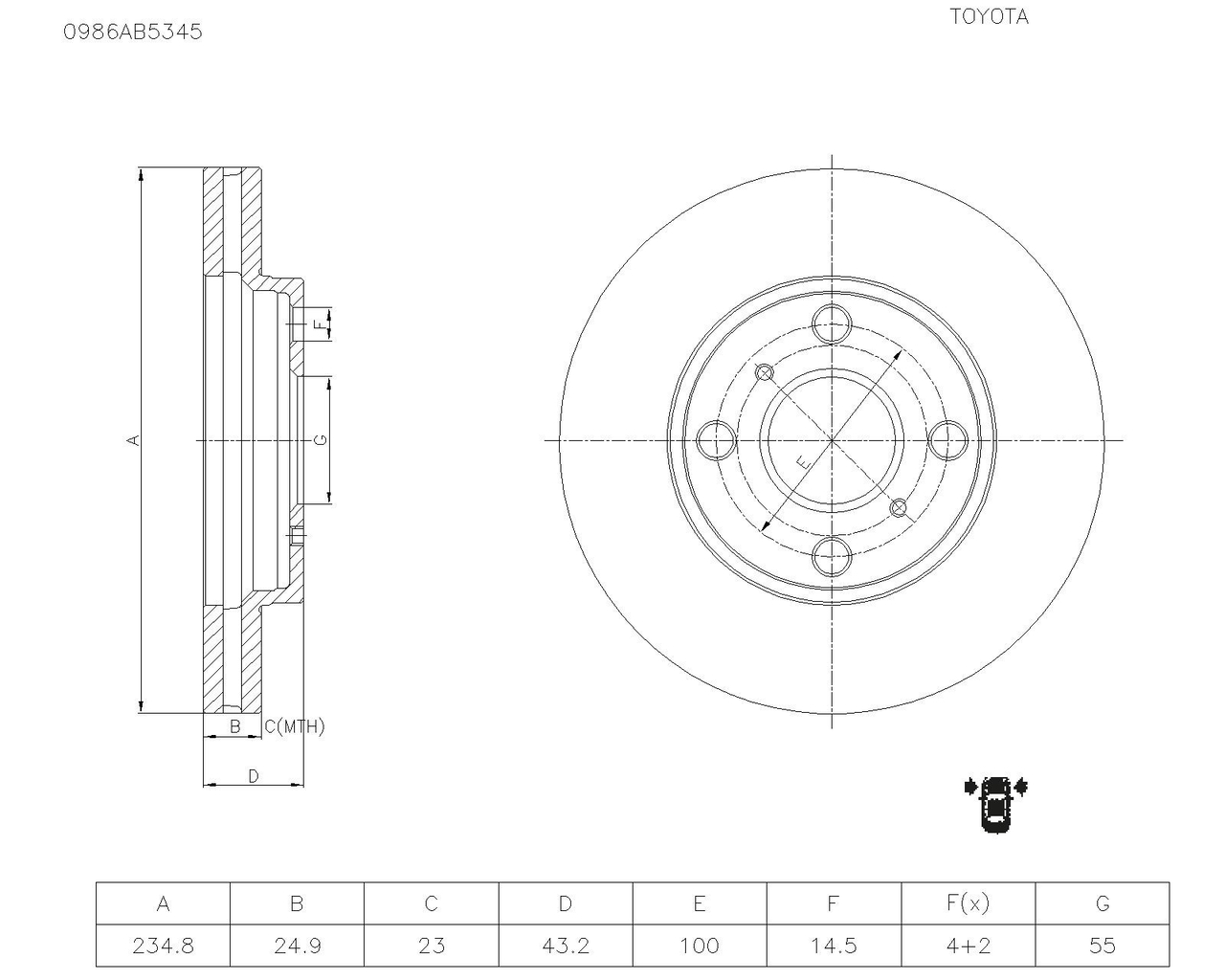 BOSCH 0 986 AB5 345 Brake Disc