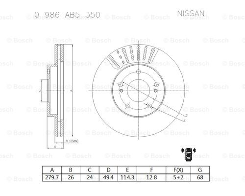 BOSCH 0 986 AB5 350 Brake Disc