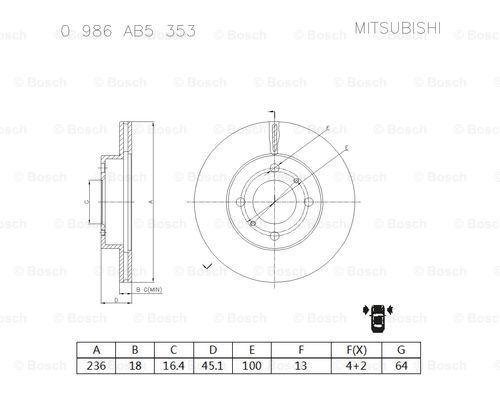 BOSCH 0 986 AB5 353 Brake Disc