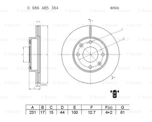 BOSCH 0 986 AB5 364 Brake Disc