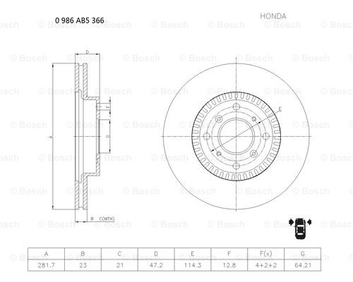 BOSCH 0 986 AB5 366 Brake Disc