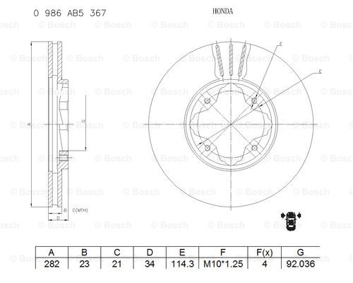 BOSCH 0 986 AB5 367 Brake Disc