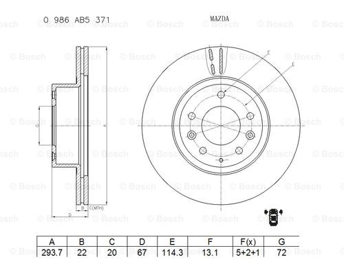 BOSCH 0 986 AB5 371 Brake Disc