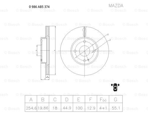 BOSCH 0 986 AB5 374 Brake Disc