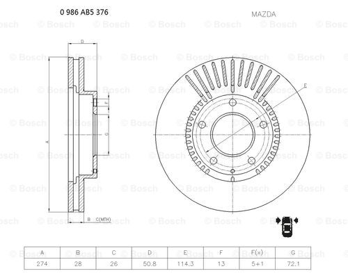 BOSCH 0 986 AB5 376 Brake Disc