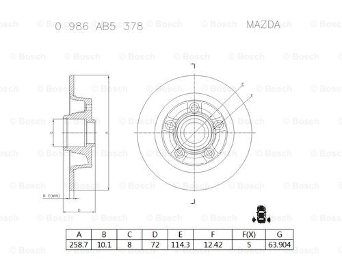 BOSCH 0 986 AB5 378 Brake Disc