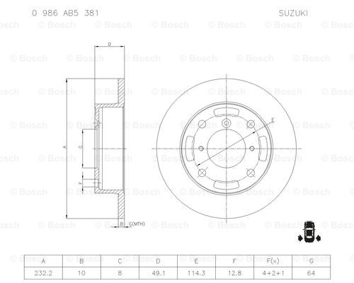 BOSCH 0 986 AB5 381 Brake Disc