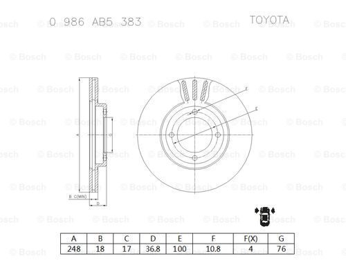 BOSCH 0 986 AB5 383 Brake Disc