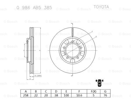 BOSCH 0 986 AB5 385 Brake Disc