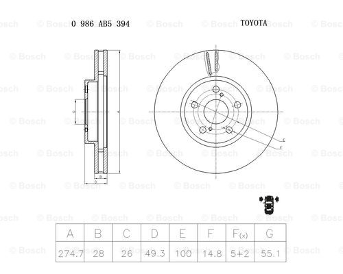 BOSCH 0 986 AB5 394 Brake Disc