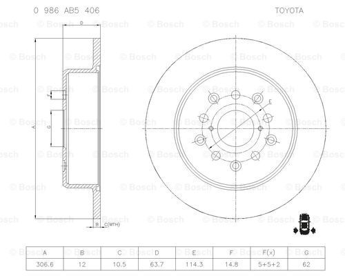 BOSCH 0 986 AB5 406 Brake Disc