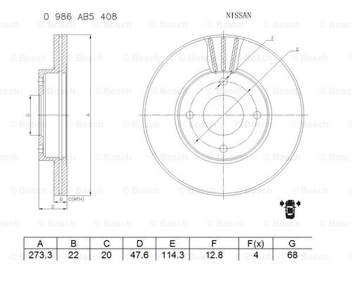 BOSCH 0 986 AB5 408 Brake Disc