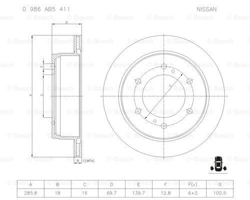 BOSCH 0 986 AB5 411 Brake Disc