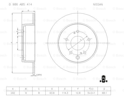 BOSCH 0 986 AB5 414 Brake Disc