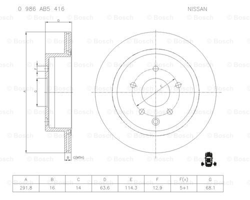 BOSCH 0 986 AB5 416 Brake Disc