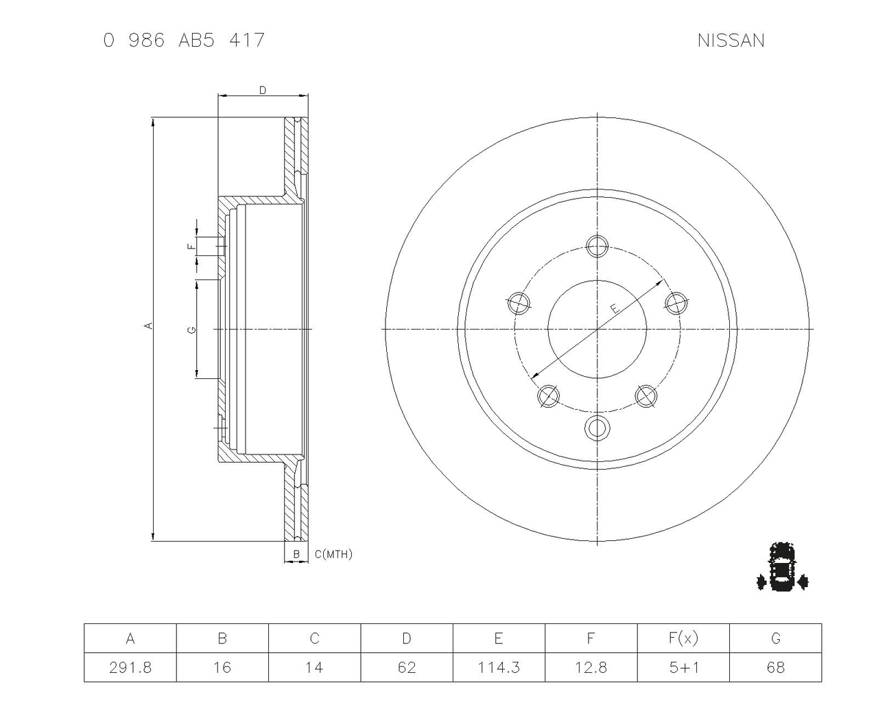 BOSCH 0 986 AB5 417 Brake Disc