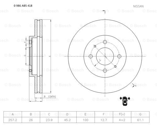 BOSCH 0 986 AB5 418 Brake Disc