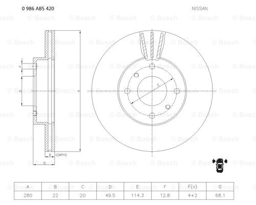 BOSCH 0 986 AB5 420 Brake Disc