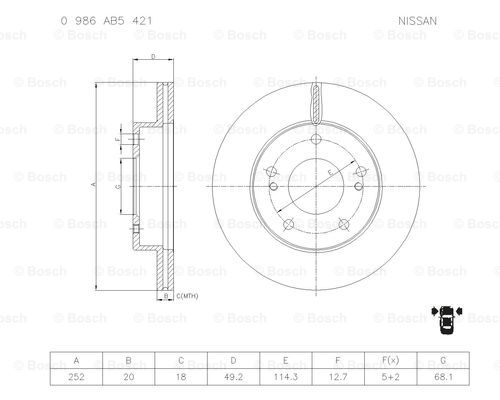 BOSCH 0 986 AB5 421 Brake Disc