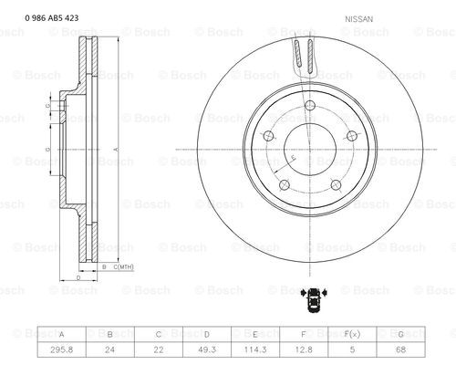 BOSCH 0 986 AB5 423 Brake Disc