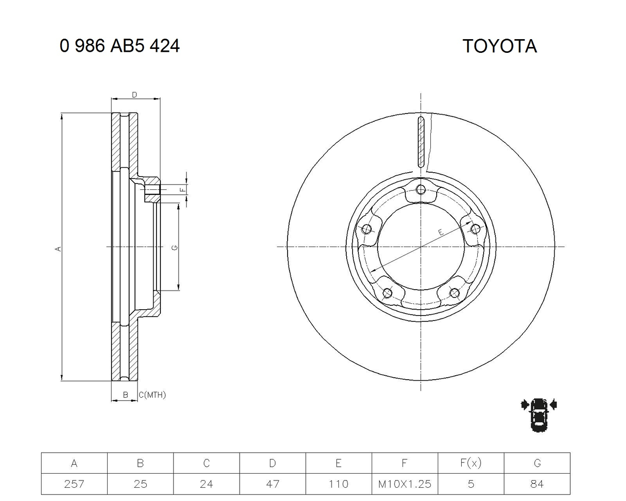 BOSCH 0 986 AB5 424 Brake Disc