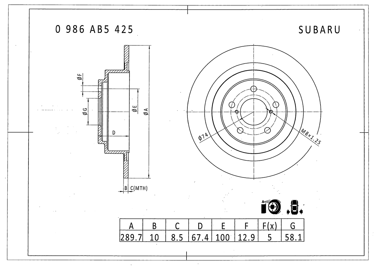 BOSCH 0 986 AB5 425 Bremsscheibe