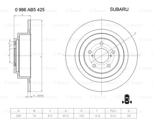 BOSCH 0 986 AB5 425 Brake Disc