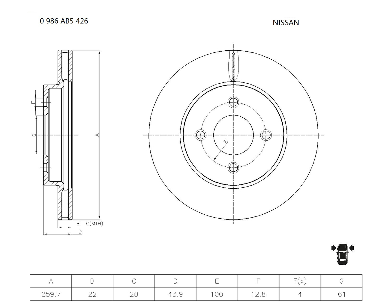 BOSCH 0 986 AB5 426 Brake Disc