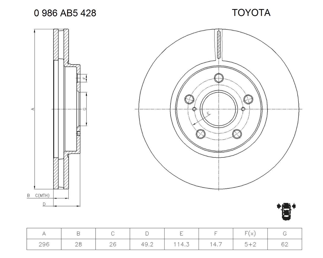 BOSCH 0 986 AB5 428 Brake Disc