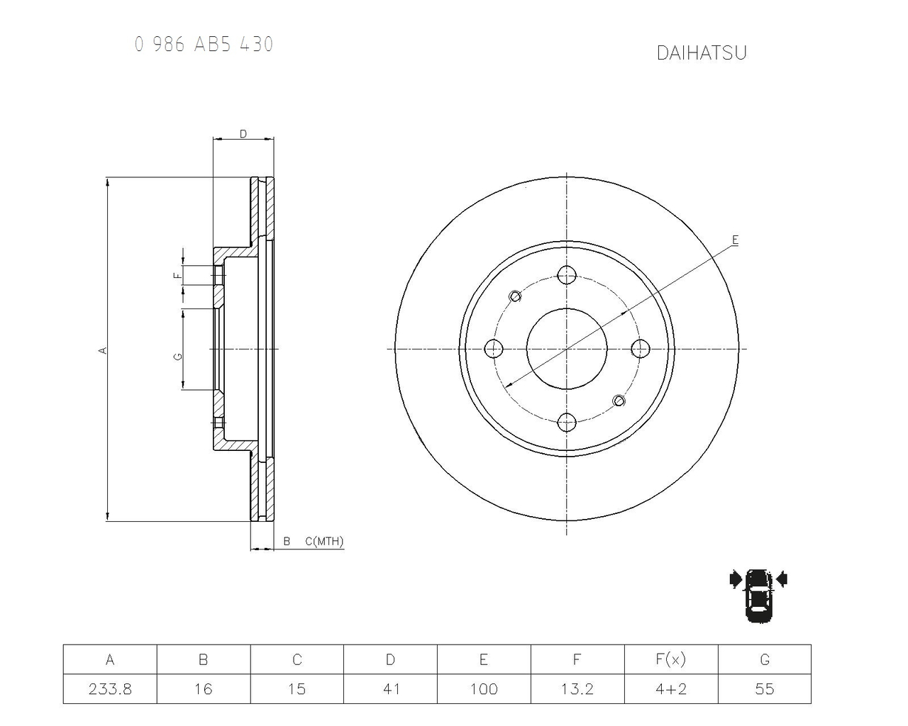 BOSCH 0 986 AB5 430 Brake Disc