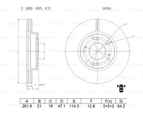 BOSCH 0 986 AB5 431 Brake Disc