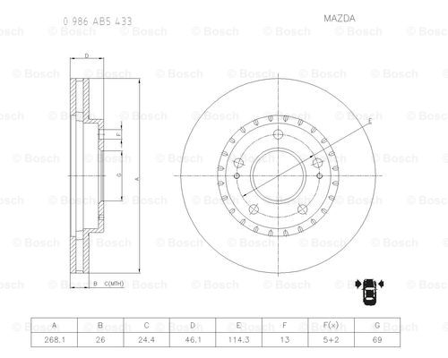 BOSCH 0 986 AB5 433 Brake Disc