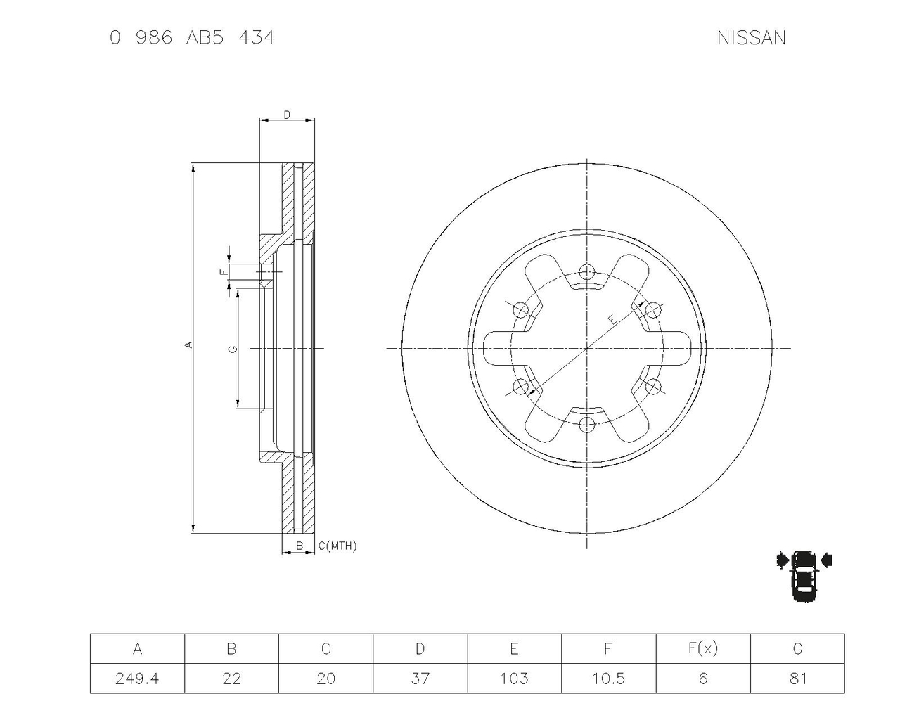 BOSCH 0 986 AB5 434 Brake Disc