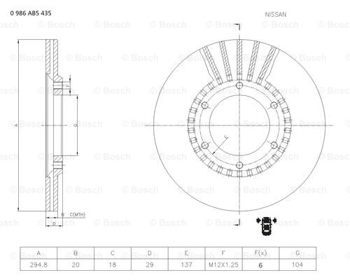 BOSCH 0 986 AB5 435 Brake Disc